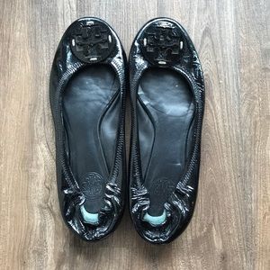Tory Burch Shoes - Tory Burch Minnie Flat Black Patent Leather Tory Burch Shoes - Tory Burch Minnie Flat Black Patent Leather
